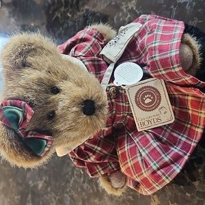 Boyds Plaid Dress Teddy Bear with Bow